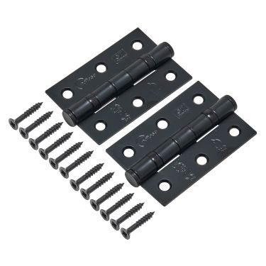 Click Here To Enlarge This Photo Of Eclipse 14100 Grade 7 Matt Black (Mild Steel) Ball Bearing Hinges 76 x 51 x 2mm