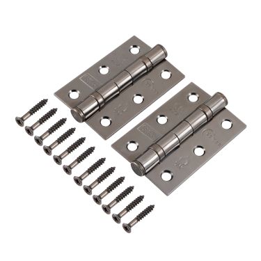 Click Here To Enlarge This Photo Of Eclipse 14099 Grade 7 Polished Black Nickel (Mild Steel) Ball Bearing Hinges 76 x 51 x 2mm