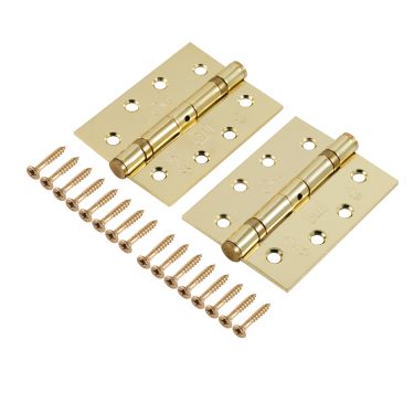 Click Here To Enlarge This Photo Of Eclipse 14933 Grade 11 Polished Brass (Mild Steel) Ball Bearing Hinges 102 x 76 x 2.7mm