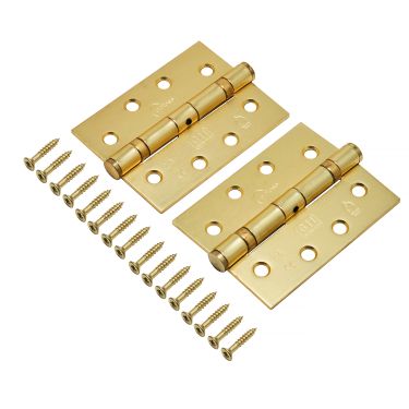 Click Here To Enlarge This Photo Of Eclipse 14878 Grade 11 Satin Brass (Mild Steel) Ball Bearing Hinges 102 x 76 x 2.7mm