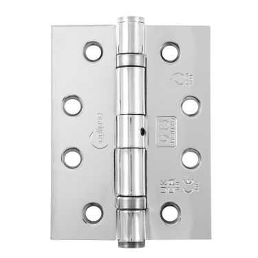 Click Here To Enlarge This Photo Of Eclipse PK974 Grade 13 Polished Chrome (Mild Steel) Ball Bearing Hinges 102 x 76 x 2.7mm (Pack of 3)