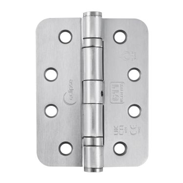 Click Here To Enlarge This Photo Of Eclipse 14104 Grade 11 Satin Chrome (Mild Steel) Ball Bearing Radius Corner Hinges 102 x 76 x 2.7mm