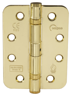 Click Here To Enlarge This Photo Of Eclipse 14106 Grade 11 Polished Brass (Mild Steel) Ball Bearing Radius Corner Hinges 102 x 76 x 2.7mm