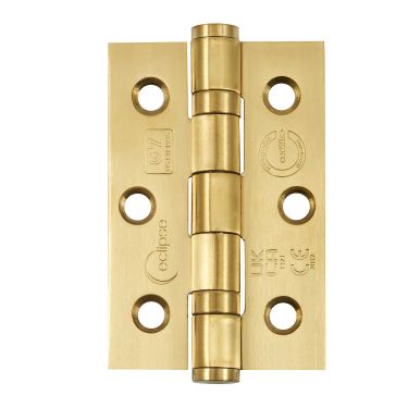 Click Here To Enlarge This Photo Of Eclipse 14852SBP Grade 7 Satin Brass (Stainless Steel) Ball Bearing Hinges 76 x 51 x 2mm
