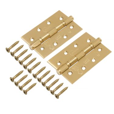 Click Here To Enlarge This Photo Of Eclipse 14344 Grade 7 Satin Brass (Stainless Steel) Slim Knuckle Ball Bearing Hinges 102 x 67 x 2mm