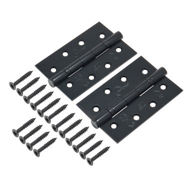 Click Here To Enlarge This Photo Of Eclipse 14345 Grade 7 Matt Black (Stainless Steel) Slim Knuckle Ball Bearing Hinges 102 x 67 x 2mm