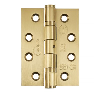 Click Here To Enlarge This Photo Of Eclipse 14854SBP Grade 13 Satin Brass (Stainless Steel) Ball Bearing Hinges 102 x 76 x 3mm