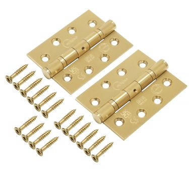 Click Here To Enlarge This Photo Of Eclipse 14854SBP Grade 13 Satin Brass (Stainless Steel) Ball Bearing Hinges 102 x 76 x 3mm