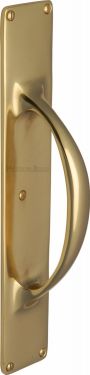 Click Here To Enlarge This Photo Of V1155-PB Heritage Brass Door Pull Handle on Plate Polished Brass Finish