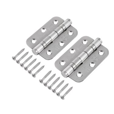 Click Here To Enlarge This Photo Of Eclipse 14905 Grade 7 Satin Stainless Steel Ball Bearing Radius Corner Hinges 76 x 51 x 2mm