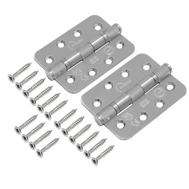 Click Here To Enlarge This Photo Of Eclipse 14869 Grade 13 Satin Stainless Steel Ball Bearing Radius Corner Hinges 102 x 76 x 3mm