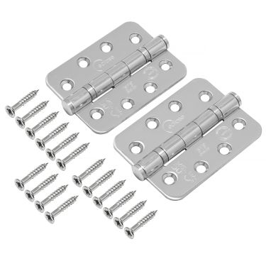Click Here To Enlarge This Photo Of Eclipse 14872 Grade 13 Polished Stainless Steel Ball Bearing Radius Corner Hinges 102 x 76 x 3mm