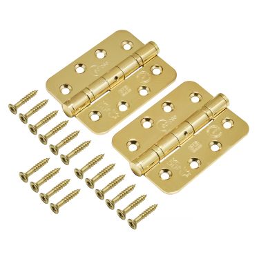 Click Here To Enlarge This Photo Of Eclipse 14879 Grade 13 Polished Brass (Stainless Steel) Ball Bearing Radius Corner Hinges 102 x 76 x 3mm