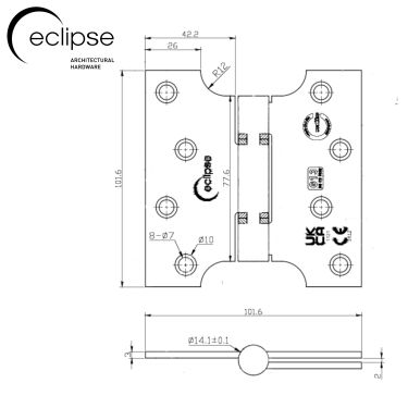 Click Here To Enlarge This Photo Of Eclipse 14989 Grade 13 Satin Stainless Steel Parliament Hinges 102 x 51 x 102mm