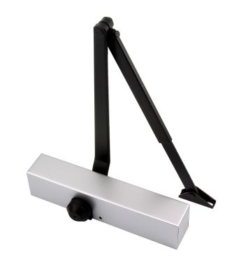Click Here To Enlarge This Photo Of Eclipse 28987 Size 2-4 CE Certified Overhead Door Closer with Silver Square Cover & Black Arm