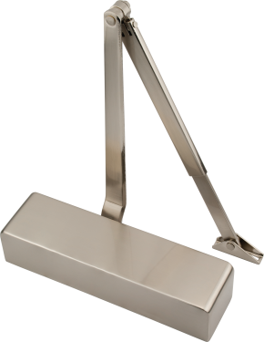 Click Here To Enlarge This Photo Of Eclipse 28989 Size 2-4 CE Certified Overhead Door Closer with Satin Nickel Radius Cover & Arm