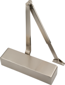 Eclipse 28989 Size 2-4 CE Certified Overhead Door Closer with Satin Nickel Radius Cover & Arm