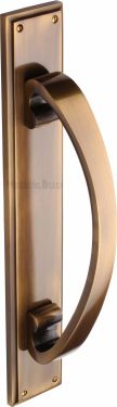 Click Here To Enlarge This Photo Of V1162-AT Heritage Brass Door Pull Handle on Plate Antique Brass Finish