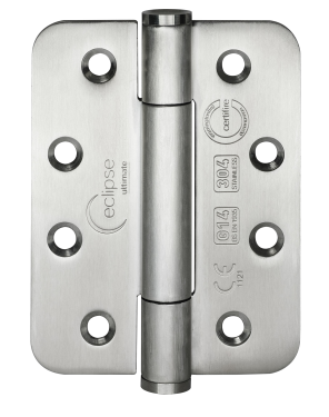 Click Here To Enlarge This Photo Of Eclipse 14332 Grade 14 Satin Stainless Steel (SS304) Concealed Bearing Radius Hinges 102 x 76 x 3mm