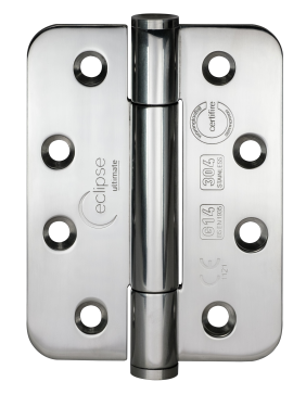 Click Here To Enlarge This Photo Of Eclipse 14333 Grade 14 Polished Stainless Steel (SS304) Concealed Bearing Radius Hinges 102 x 76 x 3mm