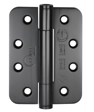 Click Here To Enlarge This Photo Of Eclipse 14334 Grade 14 Matt Black (SS304) Concealed Bearing Radius Hinges 102 x 76 x 3mm