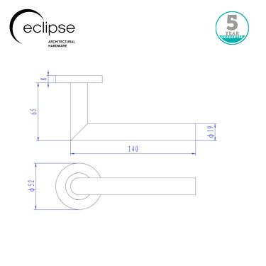 Click Here To Enlarge This Photo Of Eclipse 34417 Satin/Polished Stainless Steel Dual Finish 19mm Mitred Lever on Round Rose Set