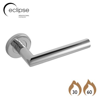 Click Here To Enlarge This Photo Of Eclipse 34409 Polished Stainless Steel 19mm Mitred Lever on Round Rose Set