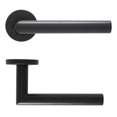 Click Here To Enlarge This Photo Of Eclipse 34902 Matt Black SS 19mm Mitred Lever on Round Rose Set