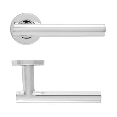 Click Here To Enlarge This Photo Of Eclipse 34435 Polished Stainless Steel 19mm Straight T Bar Lever on Round Rose Set