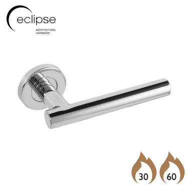 Click Here To Enlarge This Photo Of Eclipse 34435 Polished Stainless Steel 19mm Straight T Bar Lever on Round Rose Set