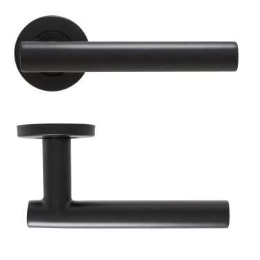 Click Here To Enlarge This Photo Of Eclipse 34903 Matt Black SS 19mm T Bar Lever on Round Rose Set