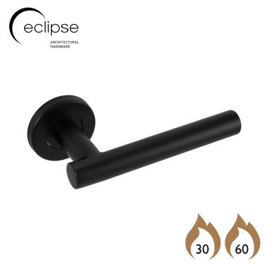 Click Here To Enlarge This Photo Of Eclipse 34903 Matt Black SS 19mm T Bar Lever on Round Rose Set