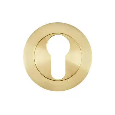 Click Here To Enlarge This Photo Of Eclipse 62863 Satin Brass Euro Profile Escutcheon on Round Rose (Freestyle Range)