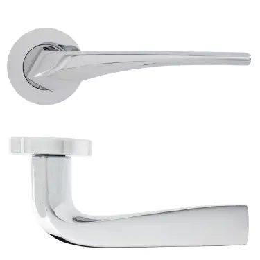 Click Here To Enlarge This Photo Of Eclipse 63220 Polished Chrome 'Lanza' Lever on Round Rose Set (Insignia Range)