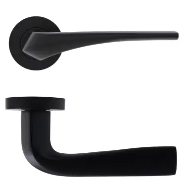 Click Here To Enlarge This Photo Of Eclipse 63221 Matt Black 'Lanza' Lever on Round Rose Set (Insignia Range)