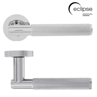 Click Here To Enlarge This Photo Of Eclipse 63230 Polished Chrome Knurled Lever on Round Rose Set (Insignia Range)