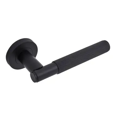 Click Here To Enlarge This Photo Of Eclipse 63231 Matt Black Knurled Lever on Round Rose Set (Insignia Range)
