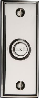 Click Here To Enlarge This Photo Of V1180-PNF Heritage Brass Bell Push 3" x 1" Polished Nickel Finish
