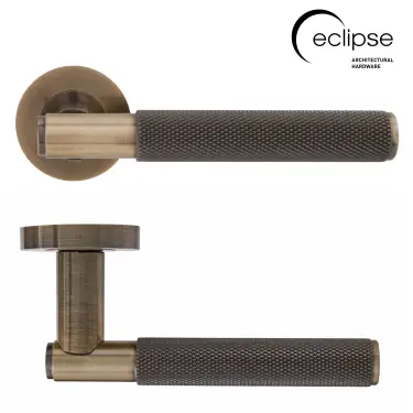 Click Here To Enlarge This Photo Of Eclipse 63235 Antique Bronze Knurled Lever on Round Rose Set (Insignia Range)