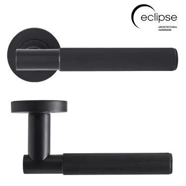Click Here To Enlarge This Photo Of Eclipse 63241 Matt Black 'Linear' Lever on Round Rose Set (Insignia Range)