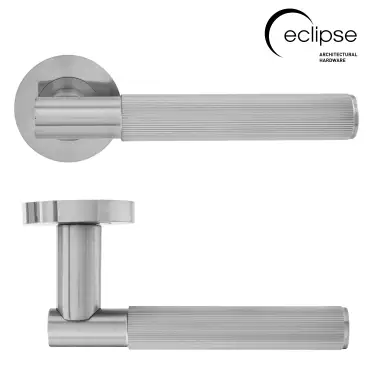Click Here To Enlarge This Photo Of Eclipse 63242 Satin Nickel 'Linear' Lever on Round Rose Set (Insignia Range)