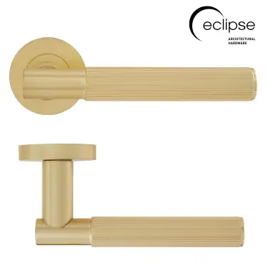 Click Here To Enlarge This Photo Of Eclipse 63243 Satin Brass 'Linear' Lever on Round Rose Set (Insignia Range)