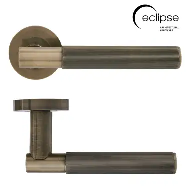 Click Here To Enlarge This Photo Of Eclipse 63245 Antique Bronze 'Linear' Lever on Round Rose Set (Insignia Range)