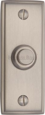 Click Here To Enlarge This Photo Of V1180-SN Heritage Brass Bell Push 3" x 1" Satin Nickel Finish