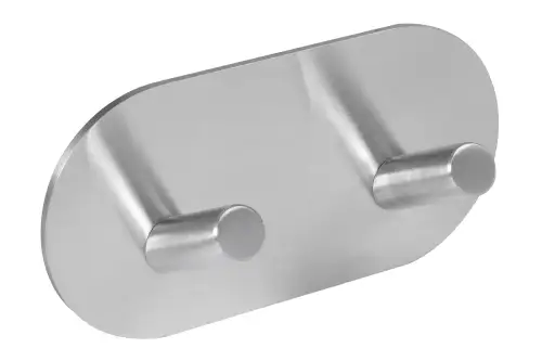 Click Here To Enlarge This Photo Of Eclipse 34735 Satin Stainless Steel Self Adhesive Double Angled Coat Hook