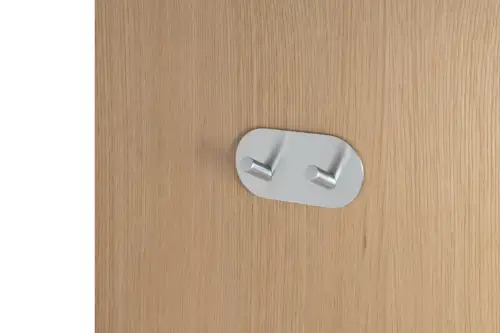 Click Here To Enlarge This Photo Of Eclipse 34735 Satin Stainless Steel Self Adhesive Double Angled Coat Hook