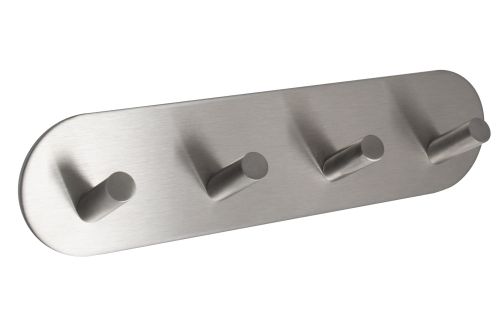 Click Here To Enlarge This Photo Of Eclipse 34736 Satin Stainless Steel Self Adhesive Quad Angled Coat Hook