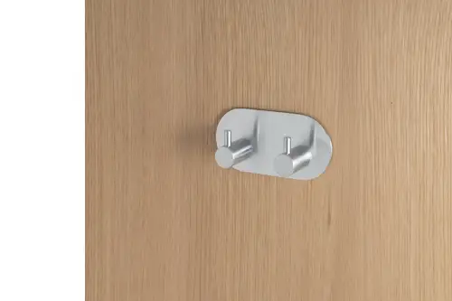 Click Here To Enlarge This Photo Of Eclipse 34738 Satin Stainless Steel Self Adhesive Double Coat Hook
