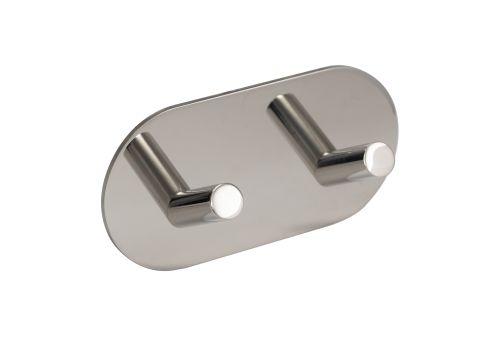 Click Here To Enlarge This Photo Of Eclipse 34745 Polished Stainless Steel Self Adhesive Double Angled Coat Hook