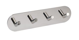 Eclipse 34746 Polished Stainless Steel Self Adhesive Quad Angled Coat Hook